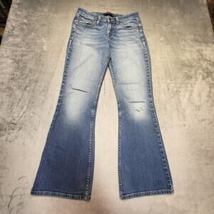 Levis 518 Superlow Bootcut Jeans Juniors 3 Blue Medium Wash Slim Stretch Denim